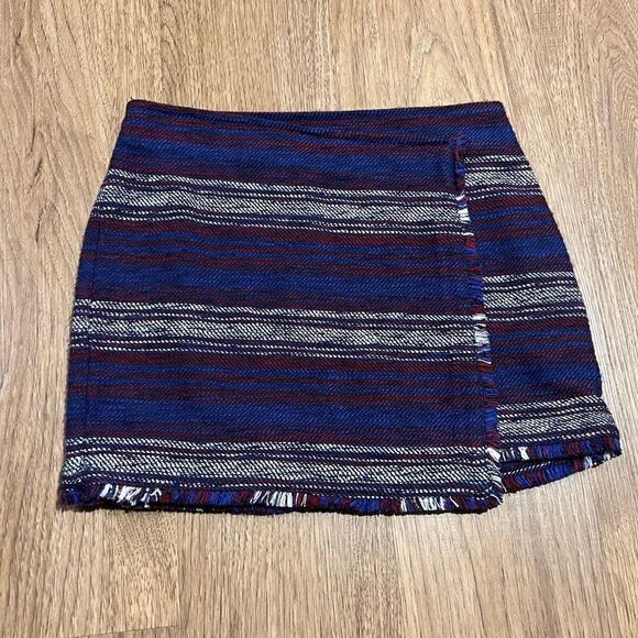 Joie Striped Tweed Genae Wrap Mini Skirt size 2 - Picture 2 of 4